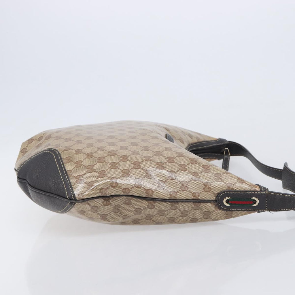 GUCCI GG Crystal Web Sherry Line Bag Coated Canvas Beige 293596 Auth 209851V