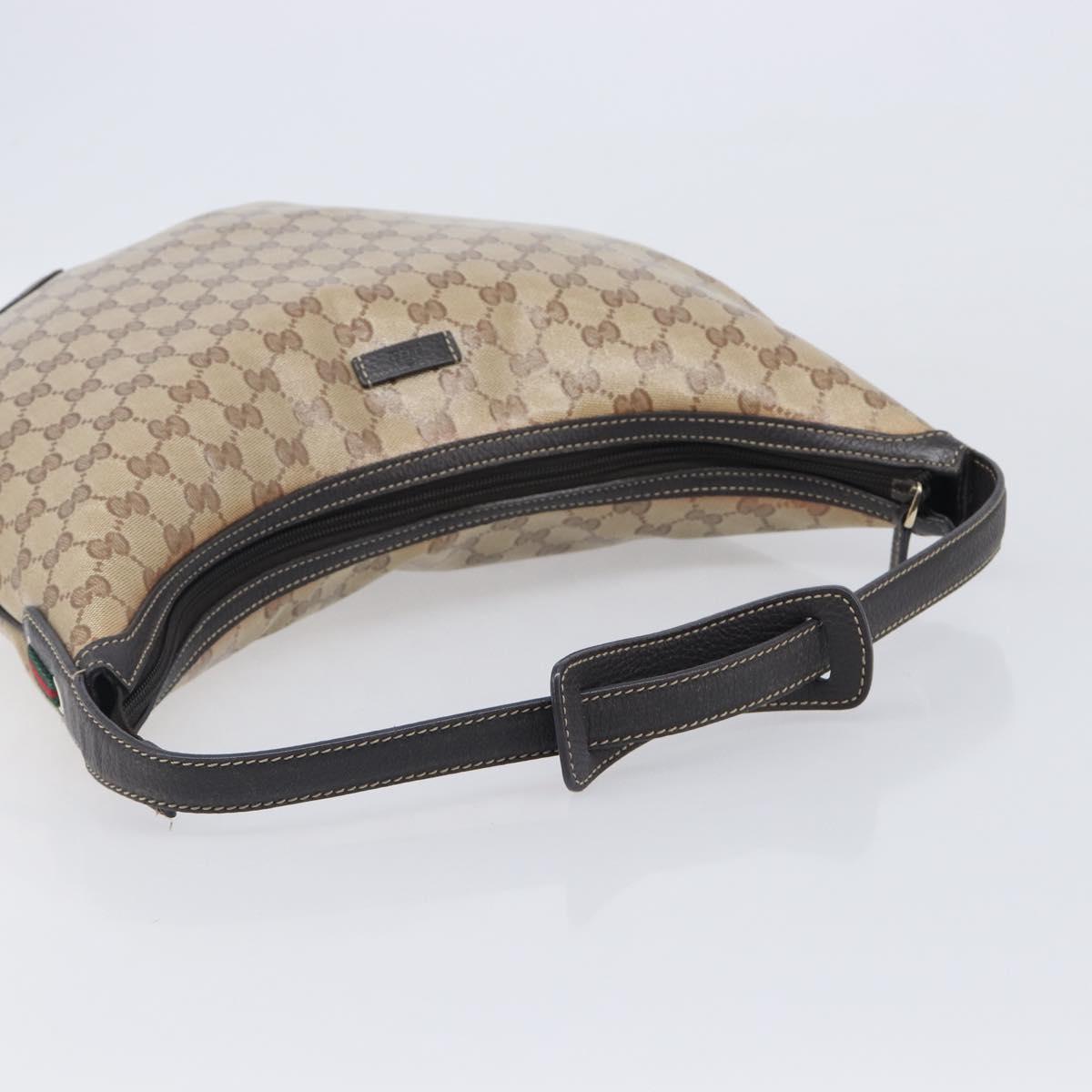 GUCCI GG Crystal Web Sherry Line Bag Coated Canvas Beige 293596 Auth 209851V