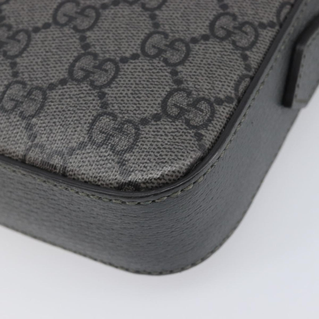 GUCCI GG Supreme Shoulder Bag PVC Gray Silver 699439 Auth 209865V