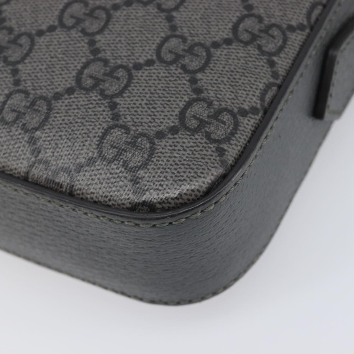 GUCCI GG Supreme Shoulder Bag PVC Gray Silver 699439 Auth 209865V