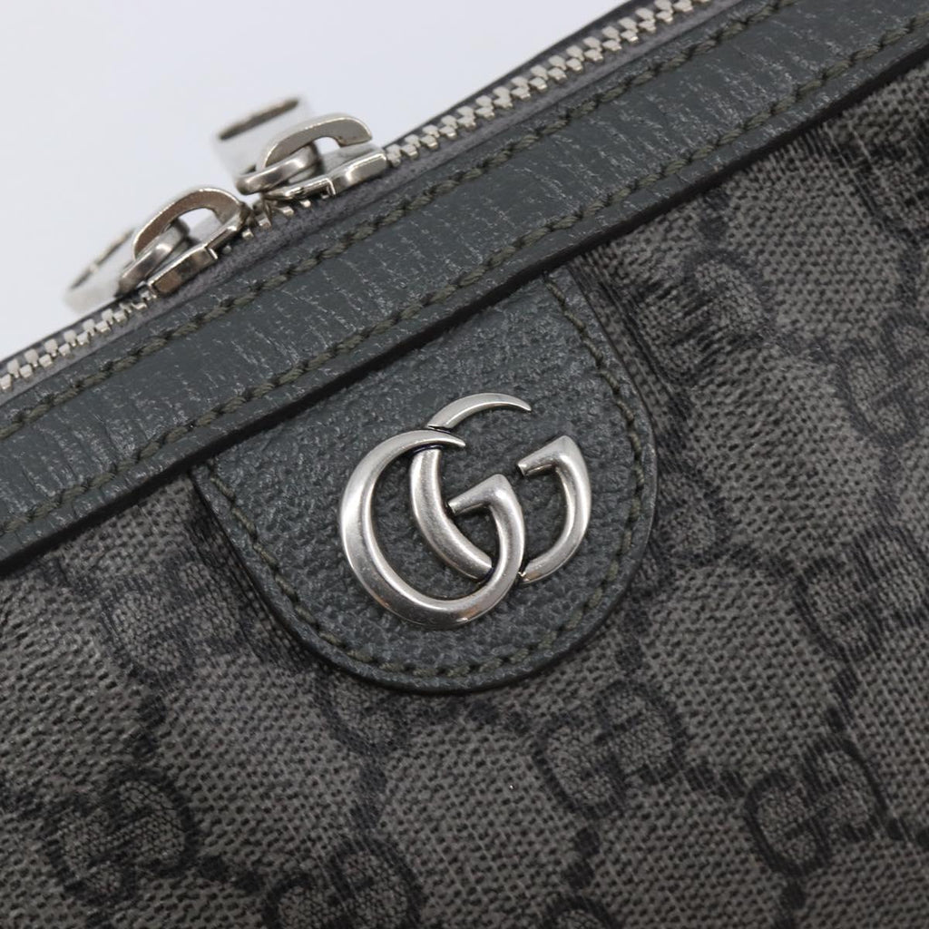 GUCCI GG Supreme Shoulder Bag PVC Gray Silver 699439 Auth 209865V