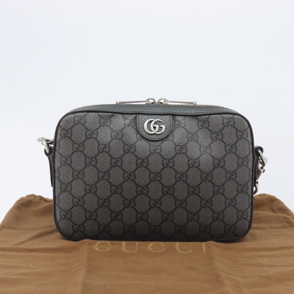GUCCI GG Supreme Shoulder Bag PVC Gray Silver 699439 Auth 209865V