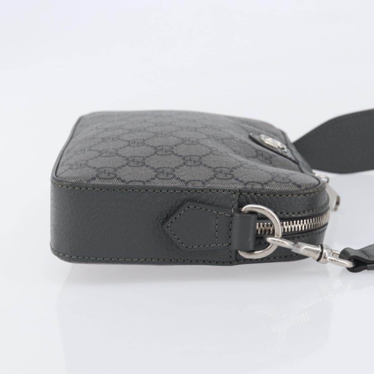 GUCCI GG Supreme Shoulder Bag PVC Gray Silver 699439 Auth 209865V