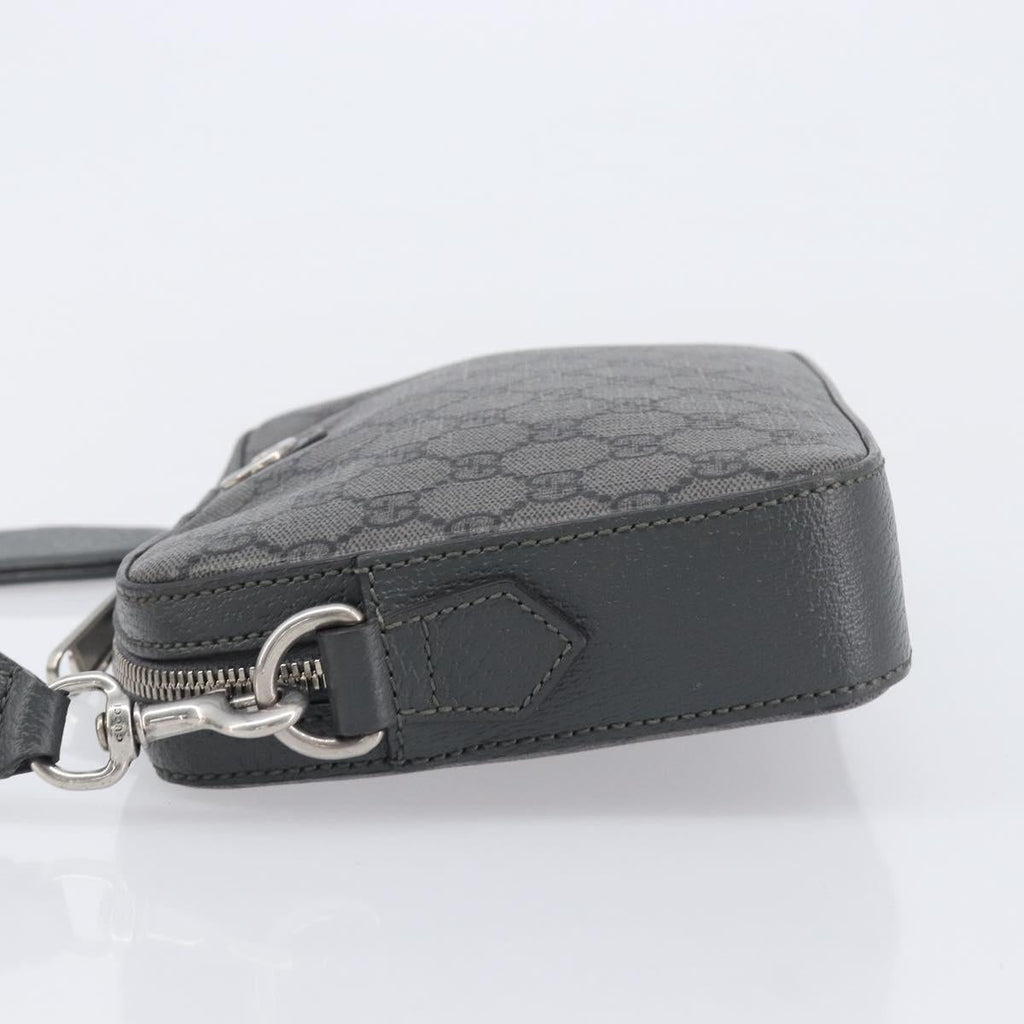 GUCCI GG Supreme Shoulder Bag PVC Gray Silver 699439 Auth 209865V