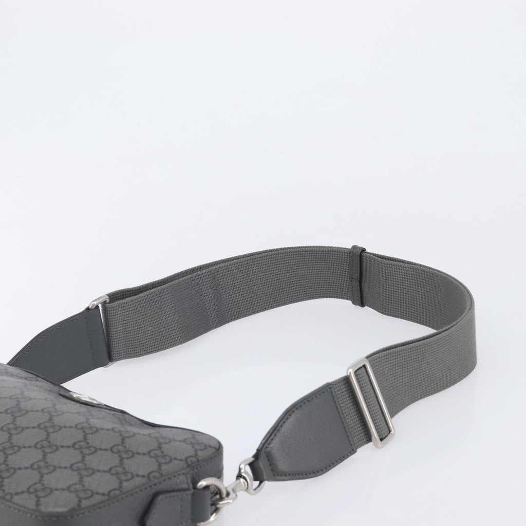 GUCCI GG Supreme Shoulder Bag PVC Gray Silver 699439 Auth 209865V