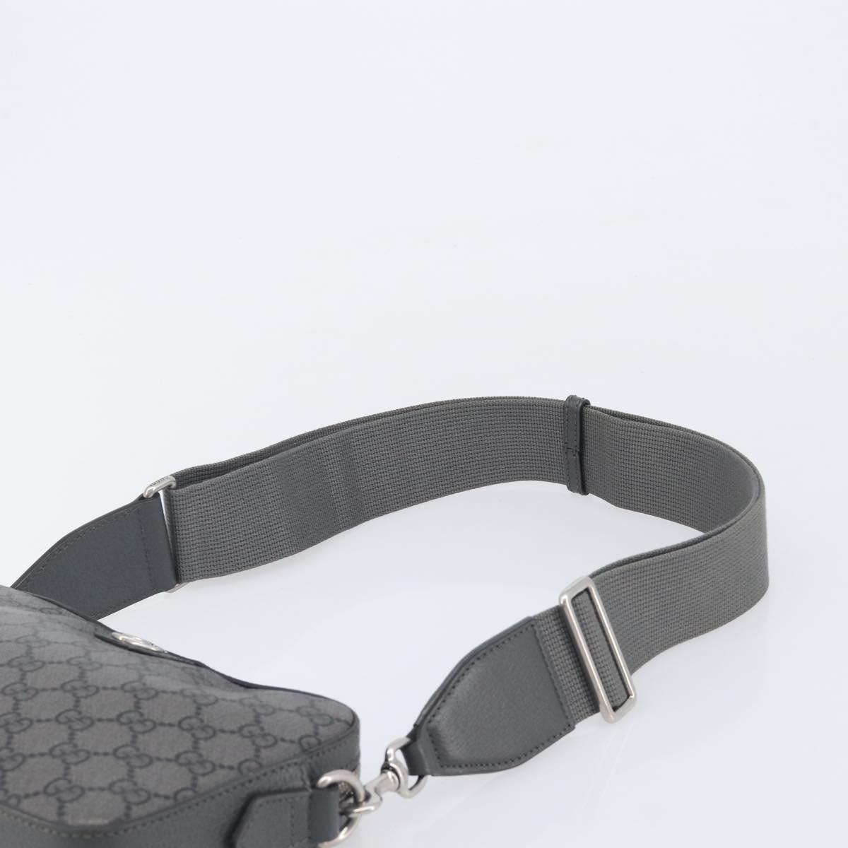 GUCCI GG Supreme Shoulder Bag PVC Gray Silver 699439 Auth 209865V