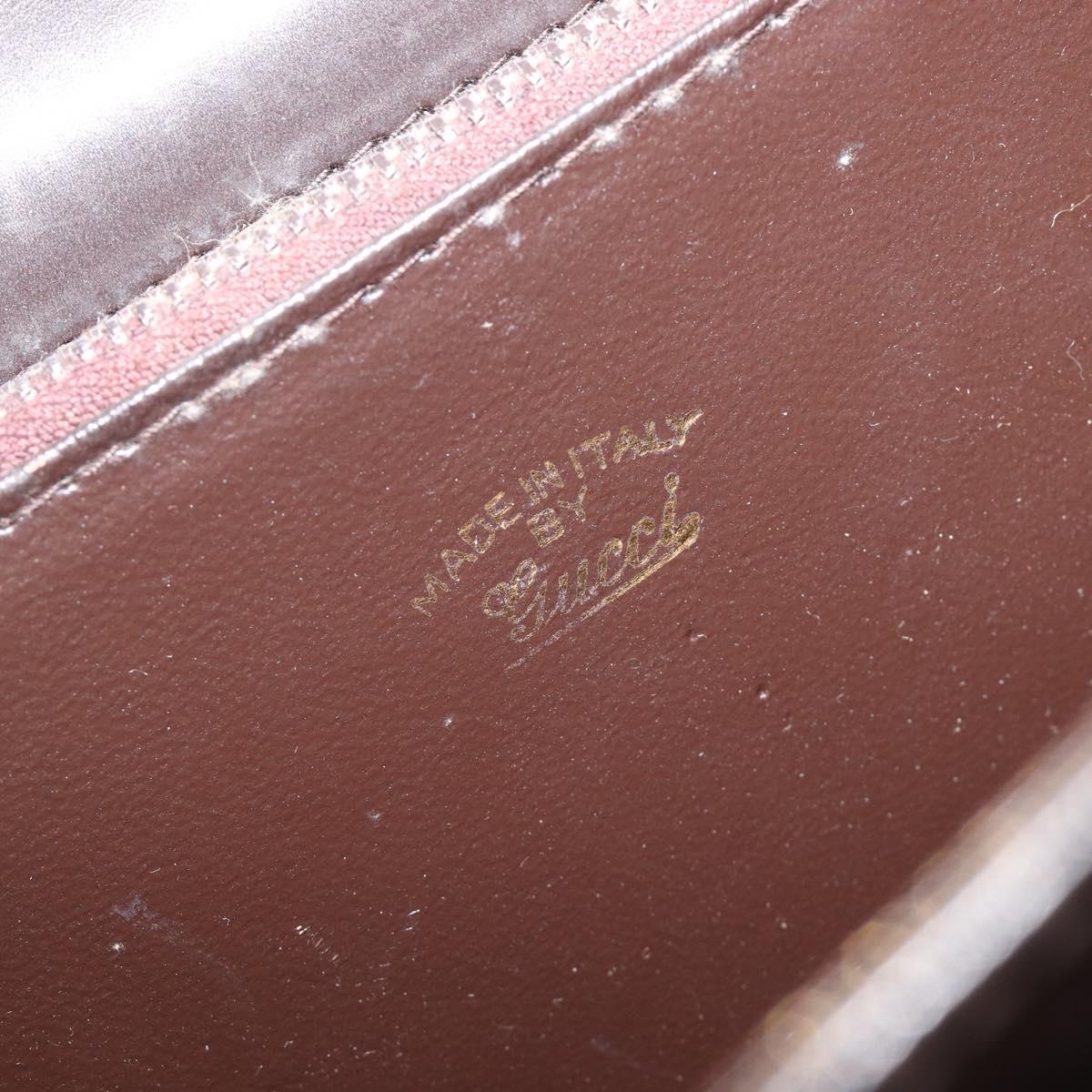 GUCCI Shoulder Bag Leather Brown Gold Auth 209924