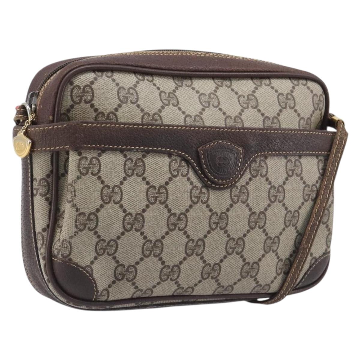 GUCCI GG Supreme Shoulder Bag PVC Beige Gold 007 904 0423 Auth 209939