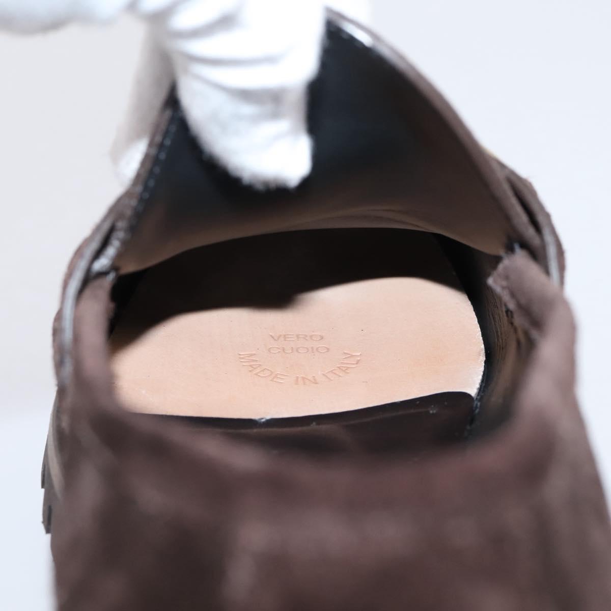 GUCCI Horsebit Loafers Suede 23.5 cm Brown Gold Auth 209950V