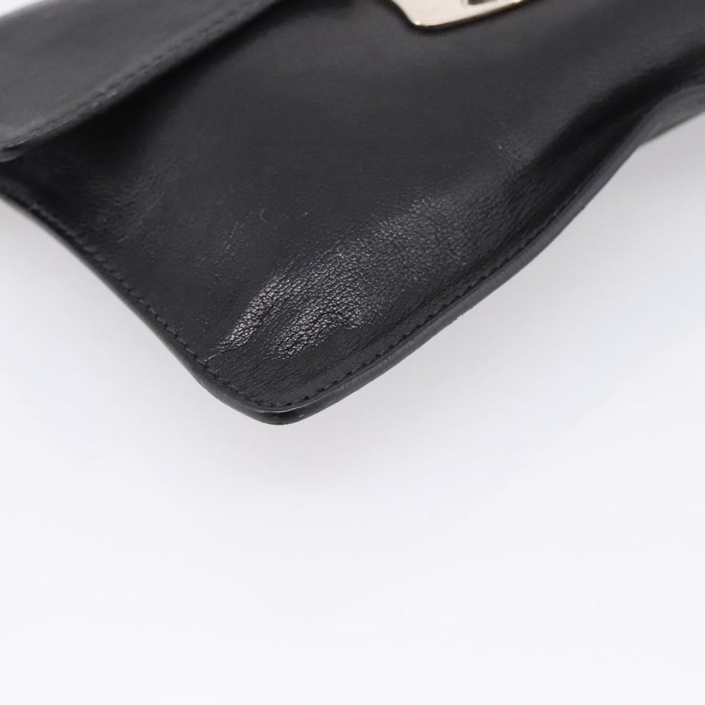 PRADA Chain Shoulder Bag Leather Black Silver Auth 210166A