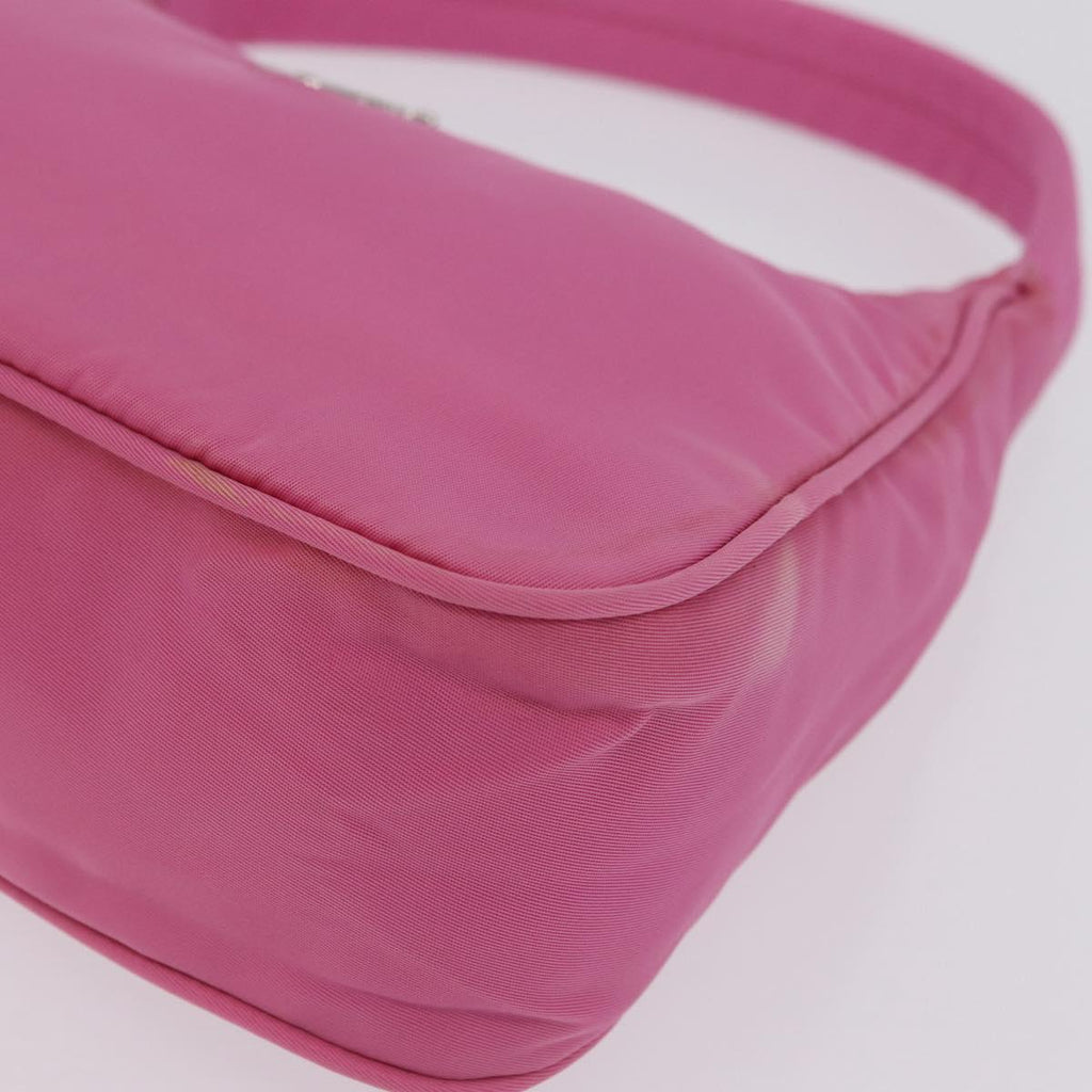 PRADA Hand pouch Hand Bag Nylon Pink Silver Auth 210315A
