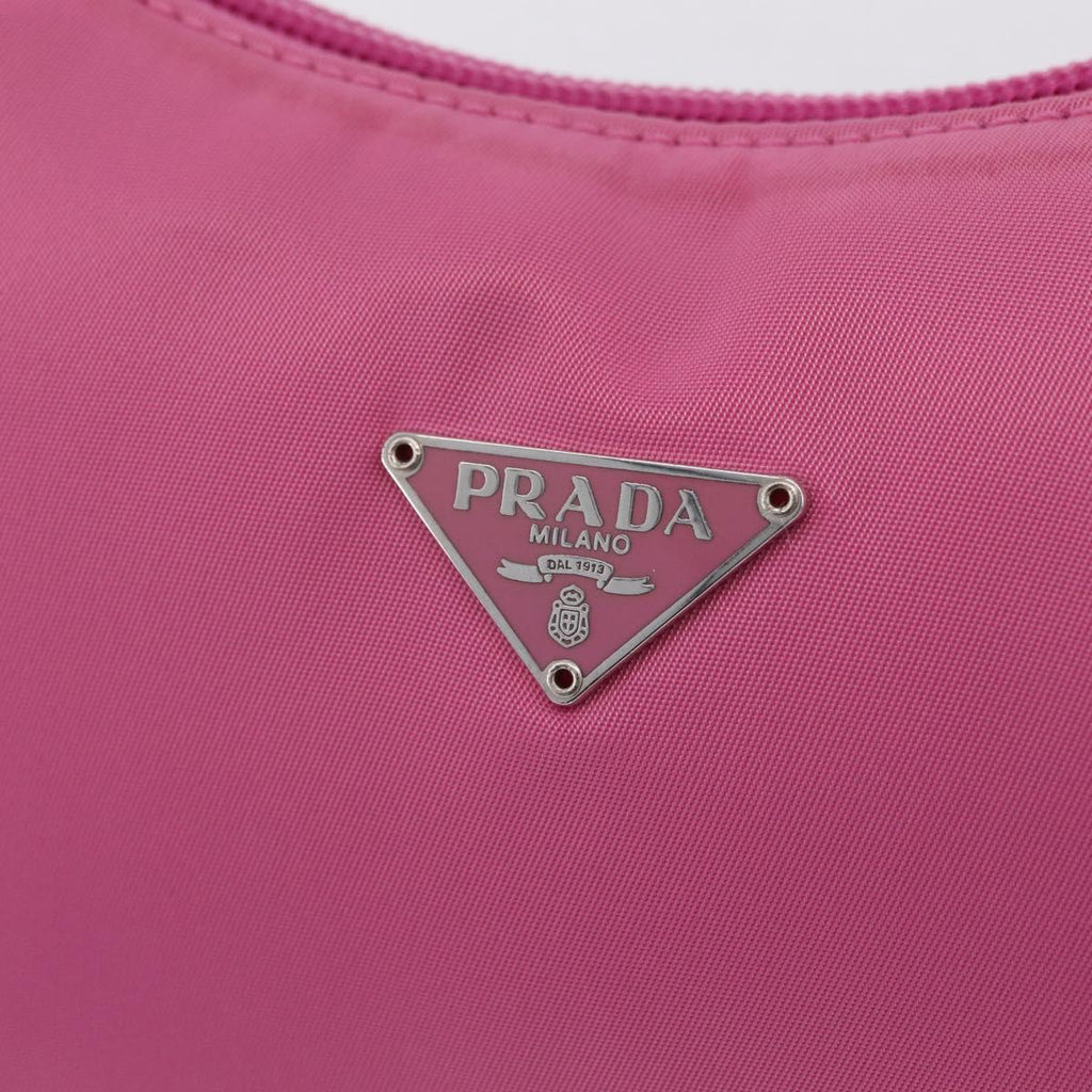 PRADA Hand pouch Hand Bag Nylon Pink Silver Auth 210315A