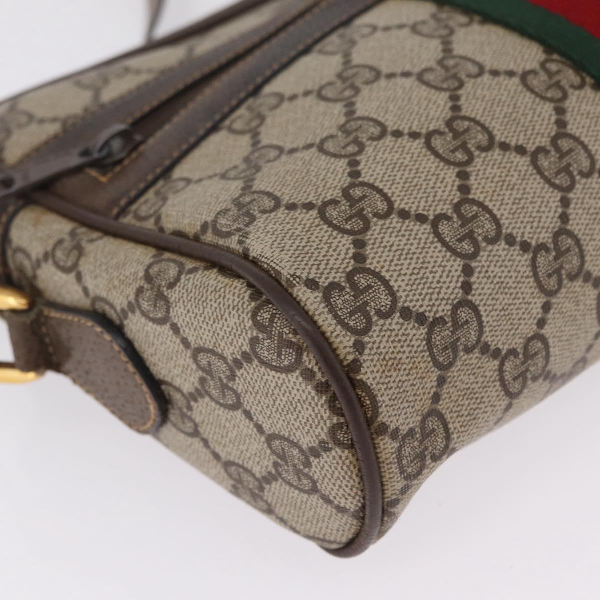 GUCCI GG Supreme Web Sherry Line Bag PVC Beige Gold 904 02 004 Auth 210601