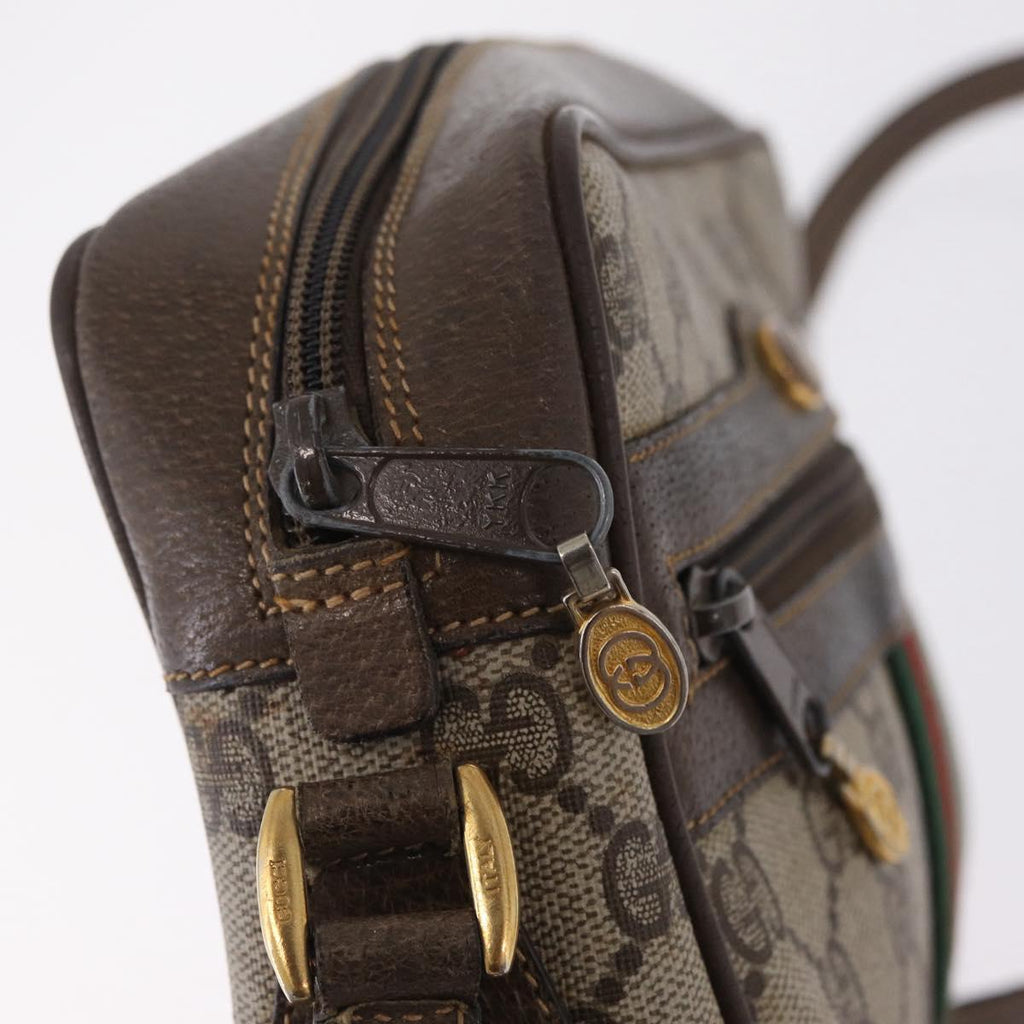 GUCCI GG Supreme Web Sherry Line Bag PVC Beige Gold 904 02 004 Auth 210601