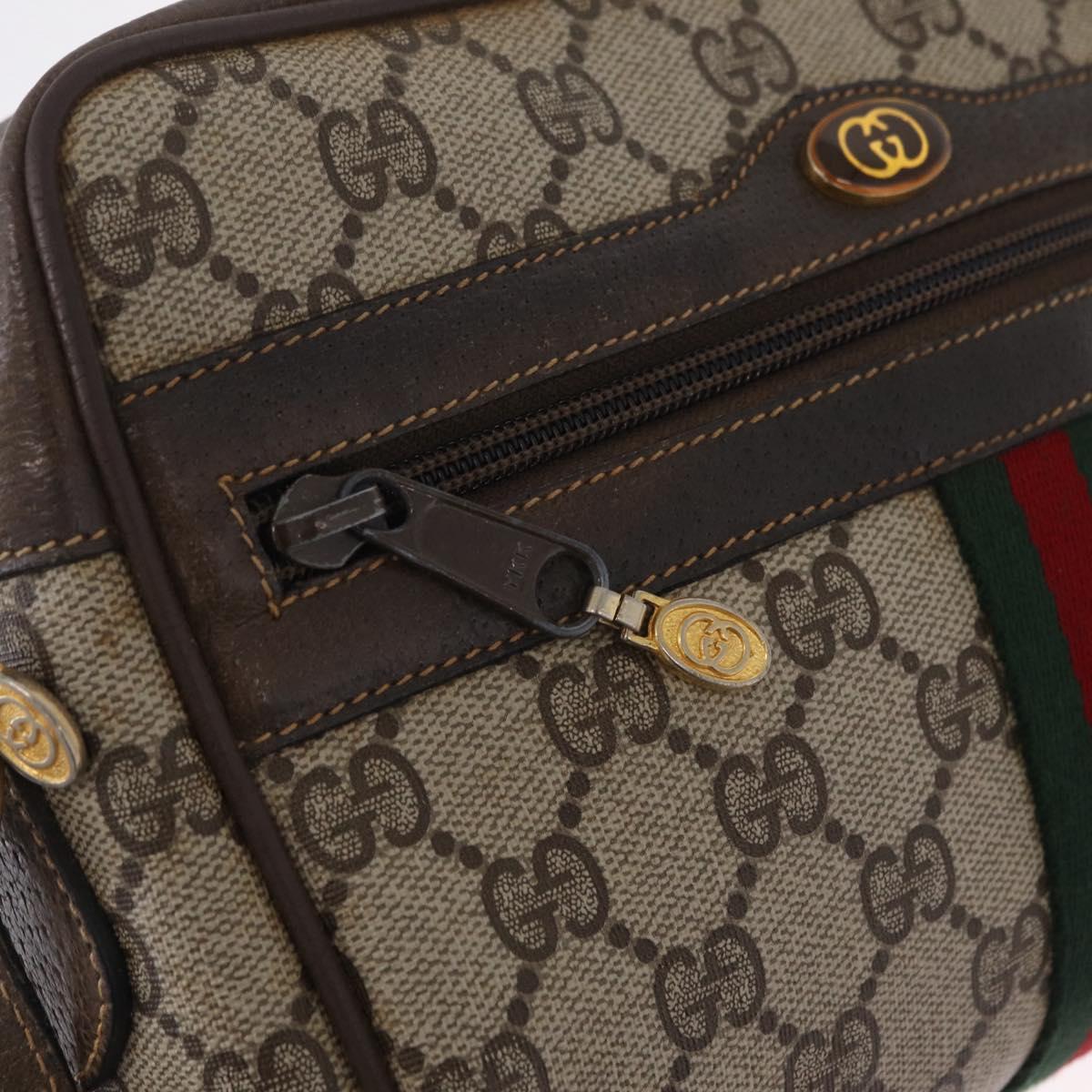 GUCCI GG Supreme Web Sherry Line Bag PVC Beige Gold 904 02 004 Auth 210601