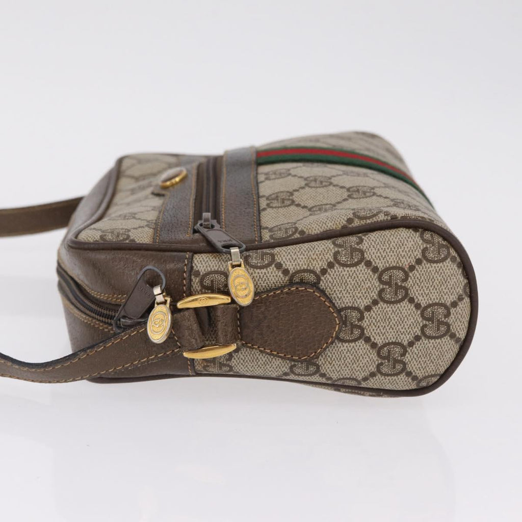 GUCCI GG Supreme Web Sherry Line Bag PVC Beige Gold 904 02 004 Auth 210601
