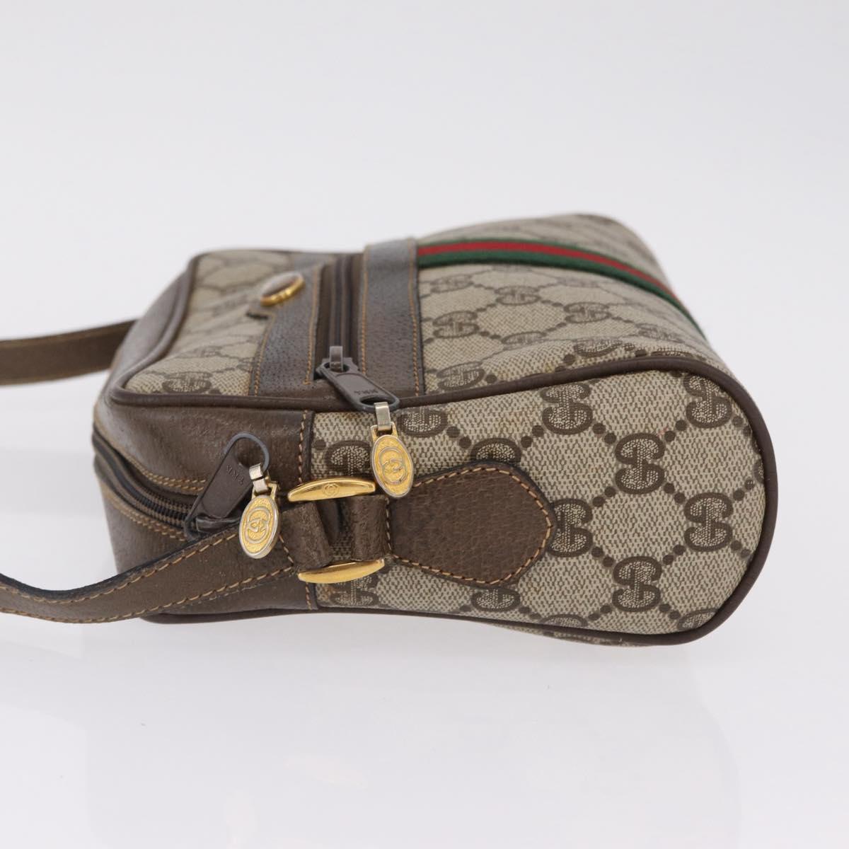 GUCCI GG Supreme Web Sherry Line Bag PVC Beige Gold 904 02 004 Auth 210601