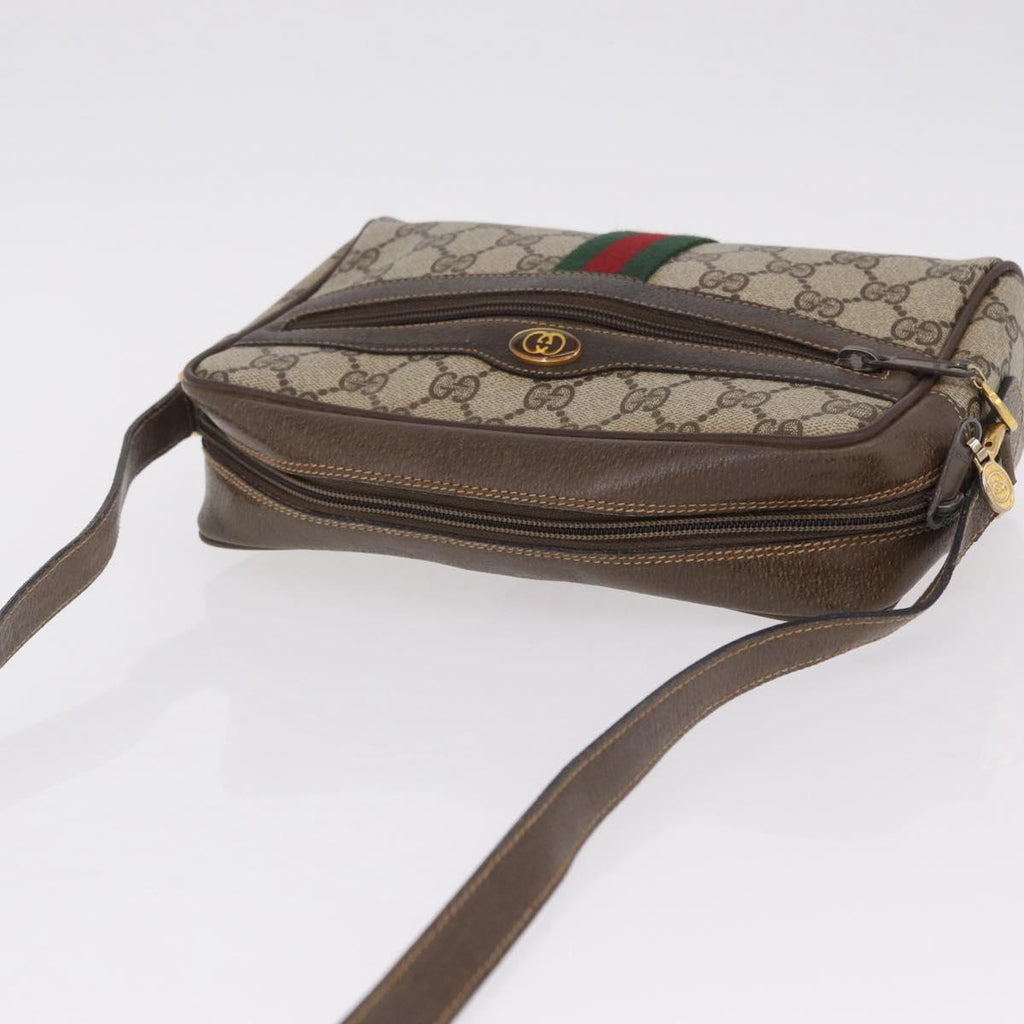 GUCCI GG Supreme Web Sherry Line Bag PVC Beige Gold 904 02 004 Auth 210601