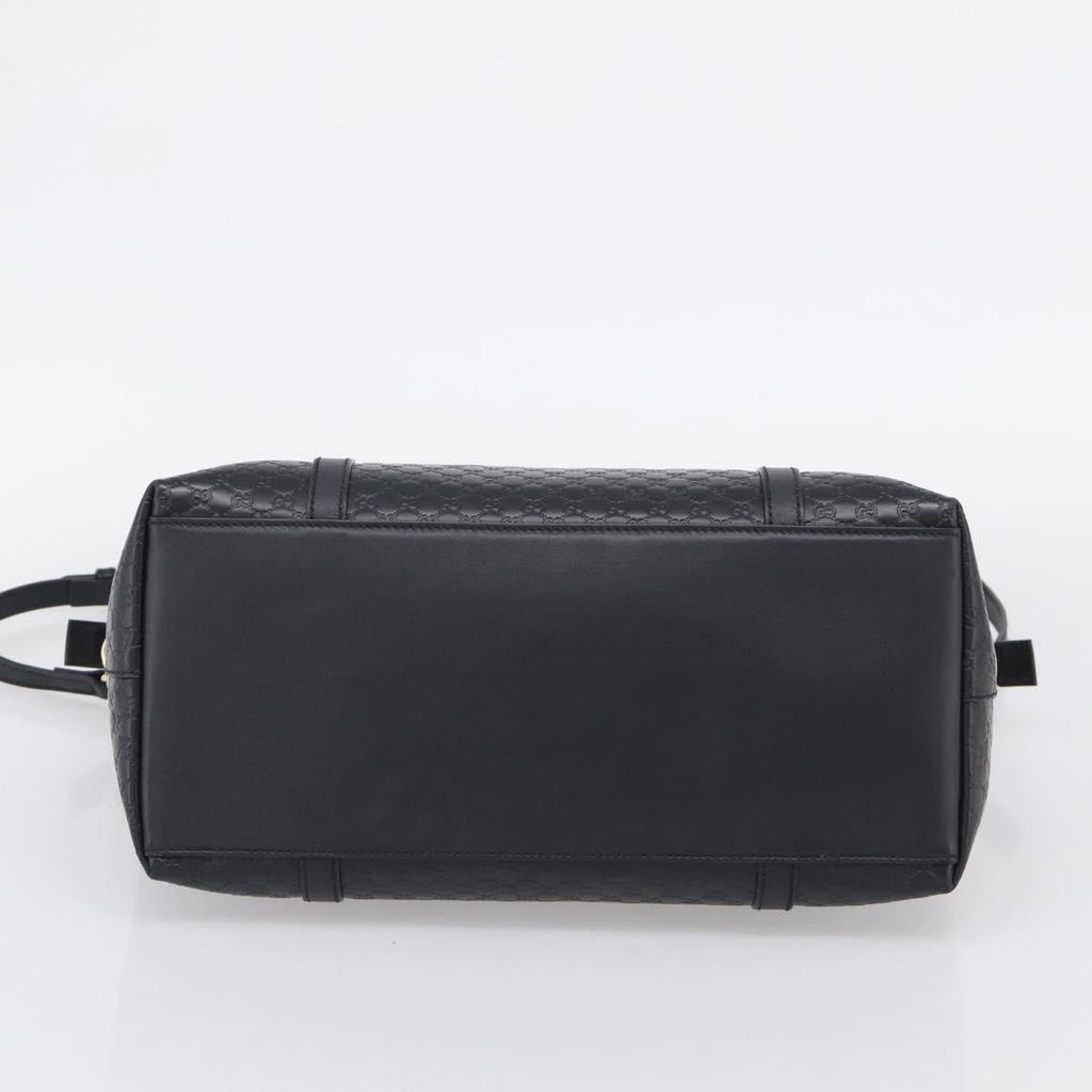 GUCCI Micro GG Canvas Guccissima Bag Leather 2way Black Gold 449657 Auth 210602V