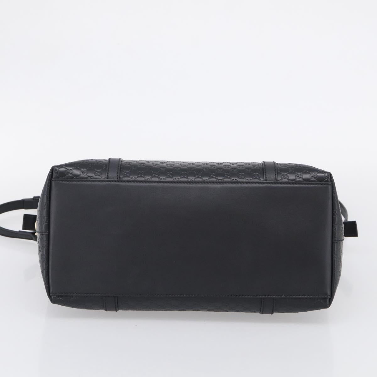 GUCCI Micro GG Canvas Guccissima Bag Leather 2way Black Gold 449657 Auth 210602V