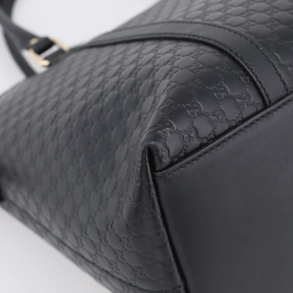 GUCCI Micro GG Canvas Guccissima Bag Leather 2way Black Gold 449657 Auth 210602V