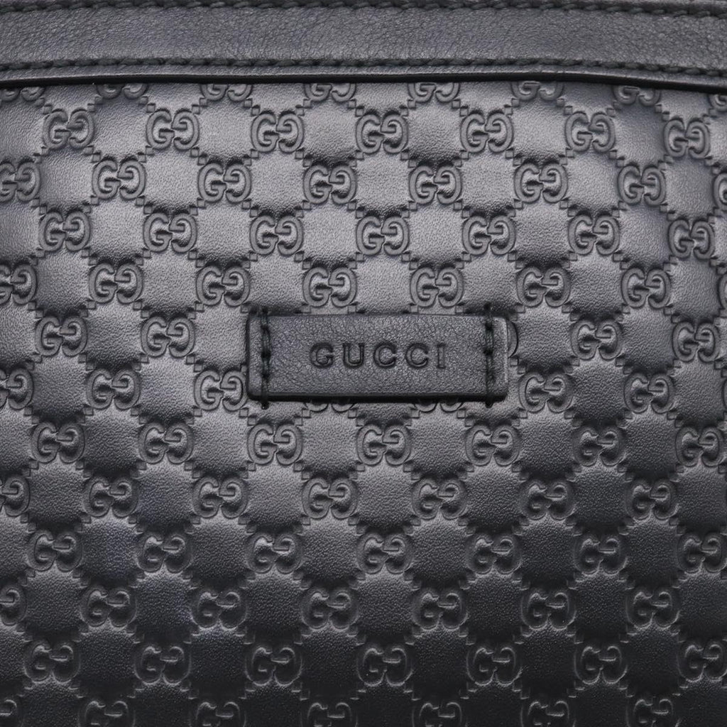 GUCCI Micro GG Canvas Guccissima Bag Leather 2way Black Gold 449657 Auth 210602V