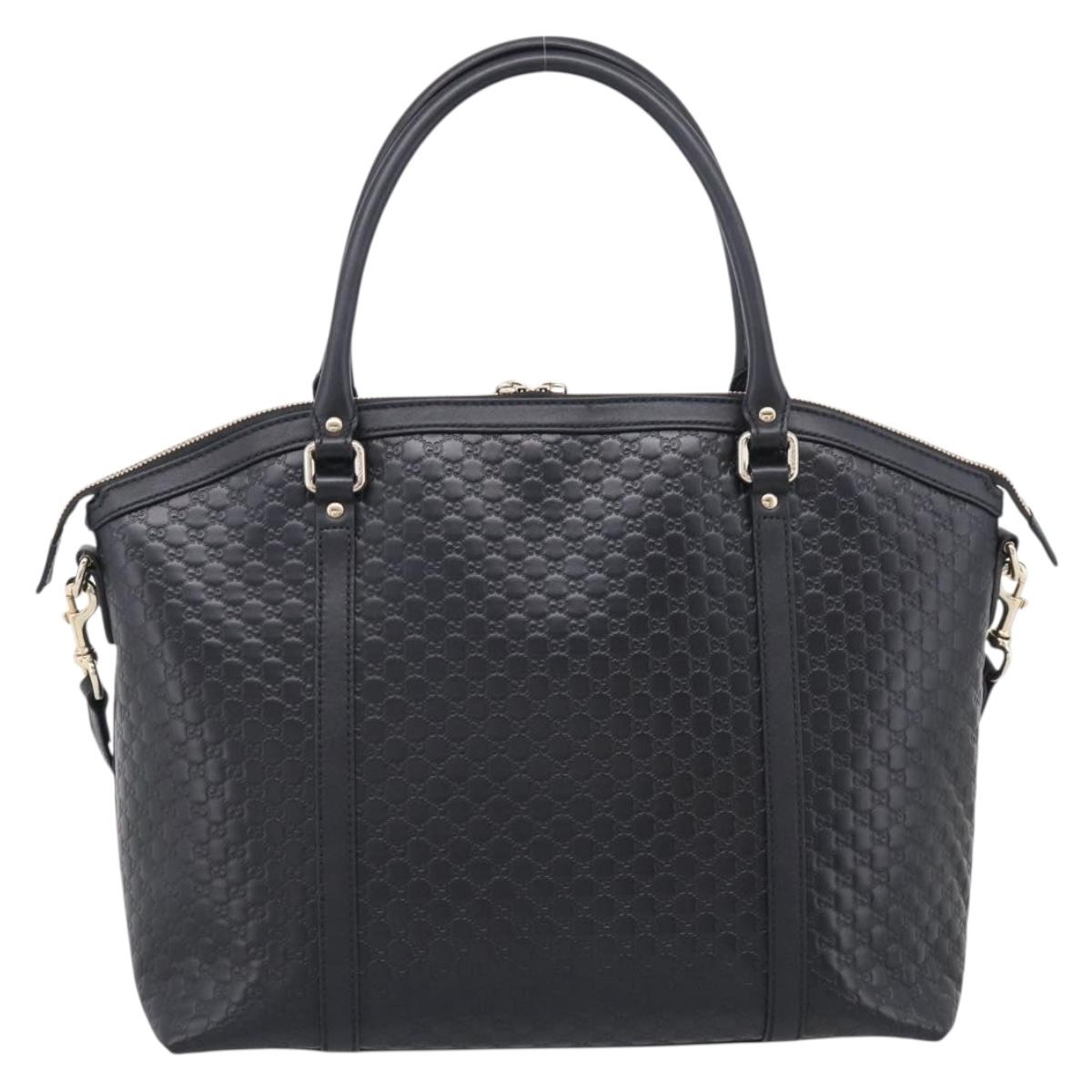 GUCCI Micro GG Canvas Guccissima Bag Leather 2way Black Gold 449657 Auth 210602V