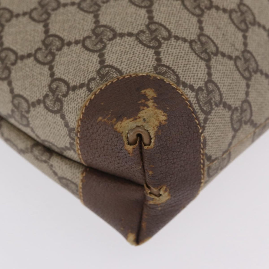 GUCCI GG Supreme Web Sherry Line Tote Bag PVC Beige Gold Auth 210632
