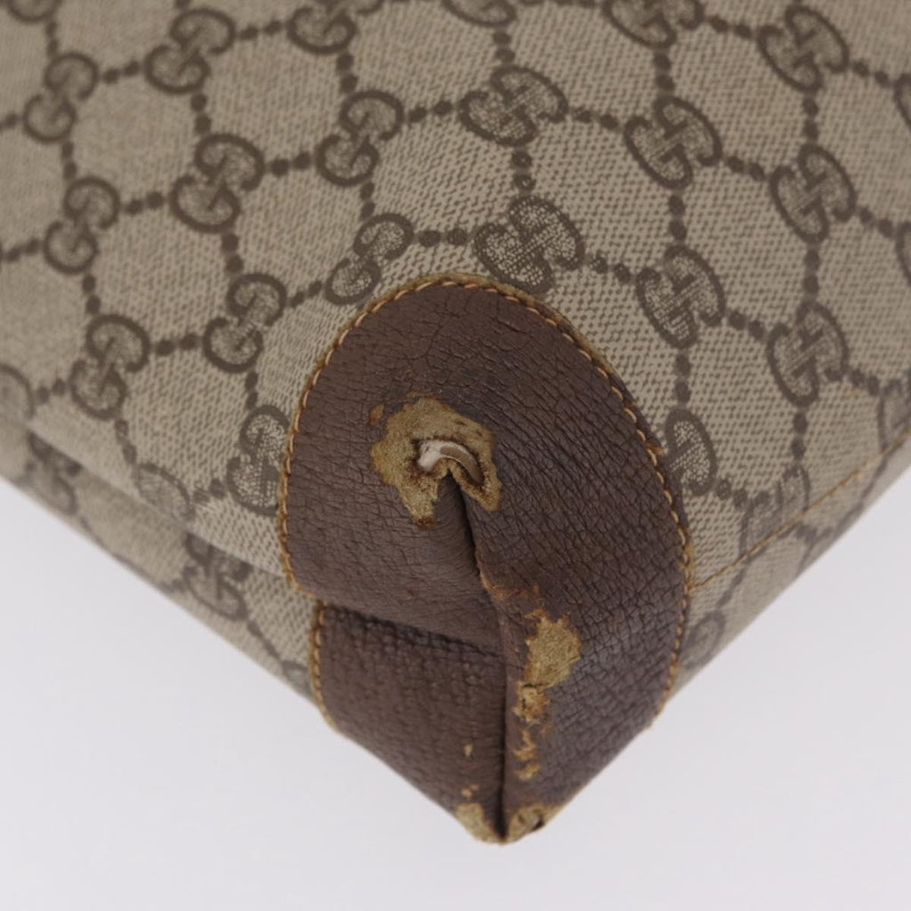 GUCCI GG Supreme Web Sherry Line Tote Bag PVC Beige Gold Auth 210632