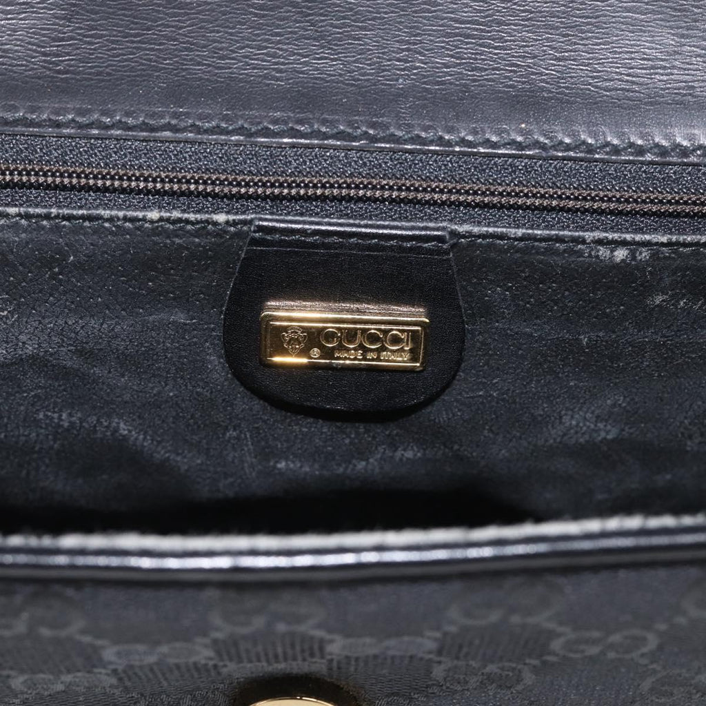 GUCCI GG Canvas Shoulder Bag Black Gold 004 49 0195 Auth 210635