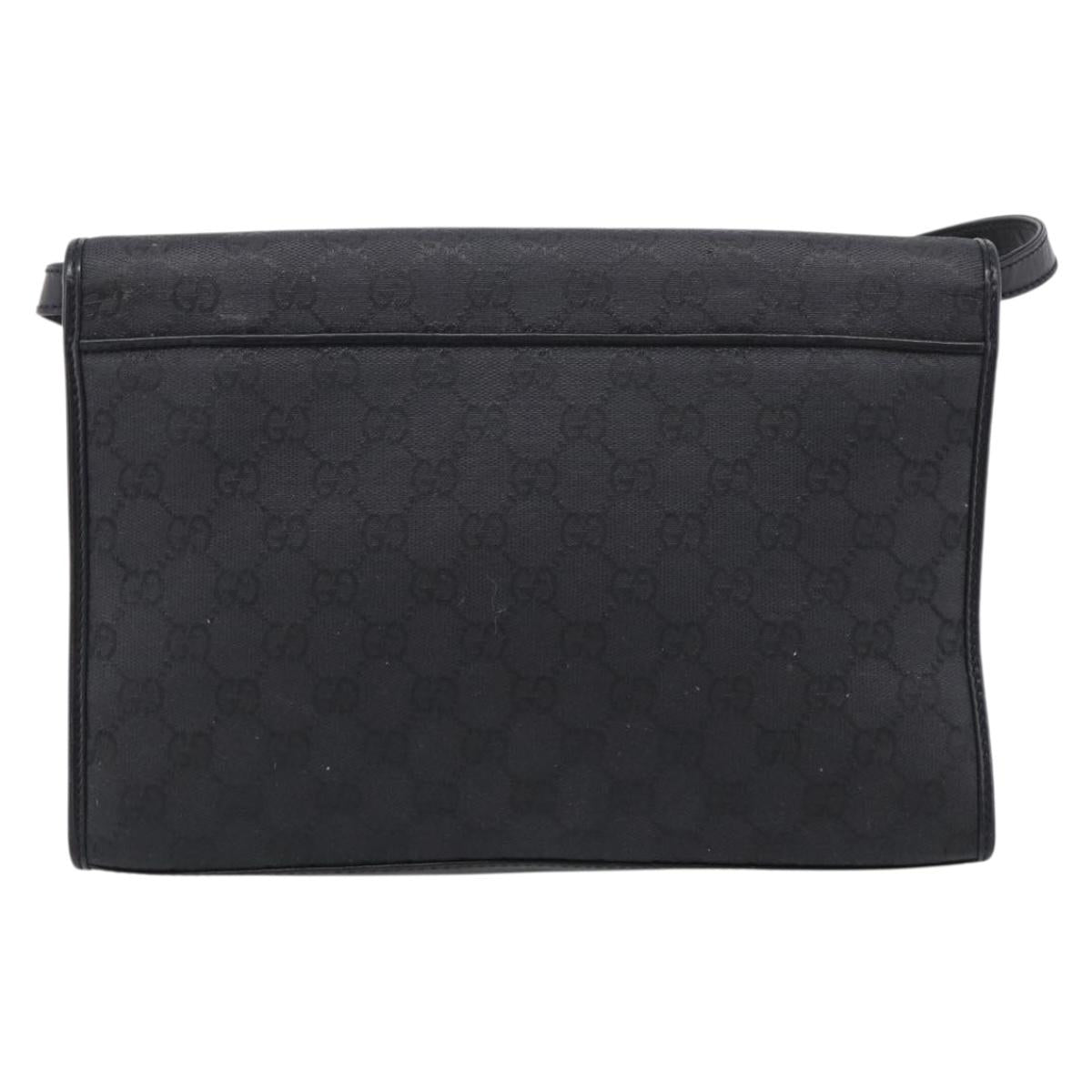 GUCCI GG Canvas Shoulder Bag Black Gold 004 49 0195 Auth 210635