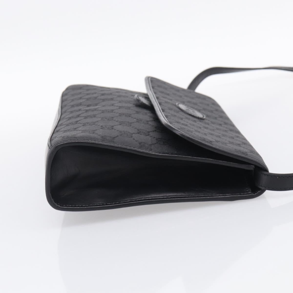 GUCCI GG Canvas Shoulder Bag Black Gold 004 49 0195 Auth 210635