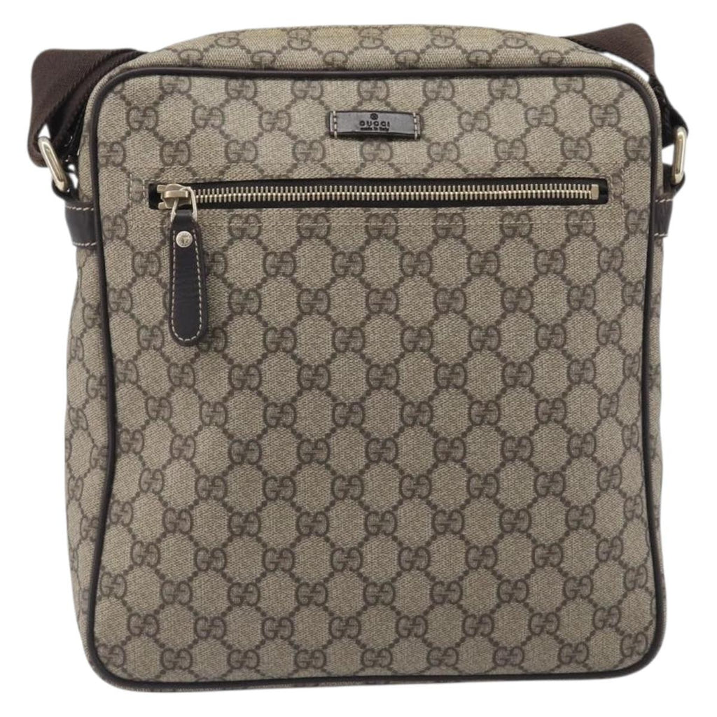 GUCCI GG Supreme Shoulder Bag PVC Beige Gold 201448 Auth 210644A