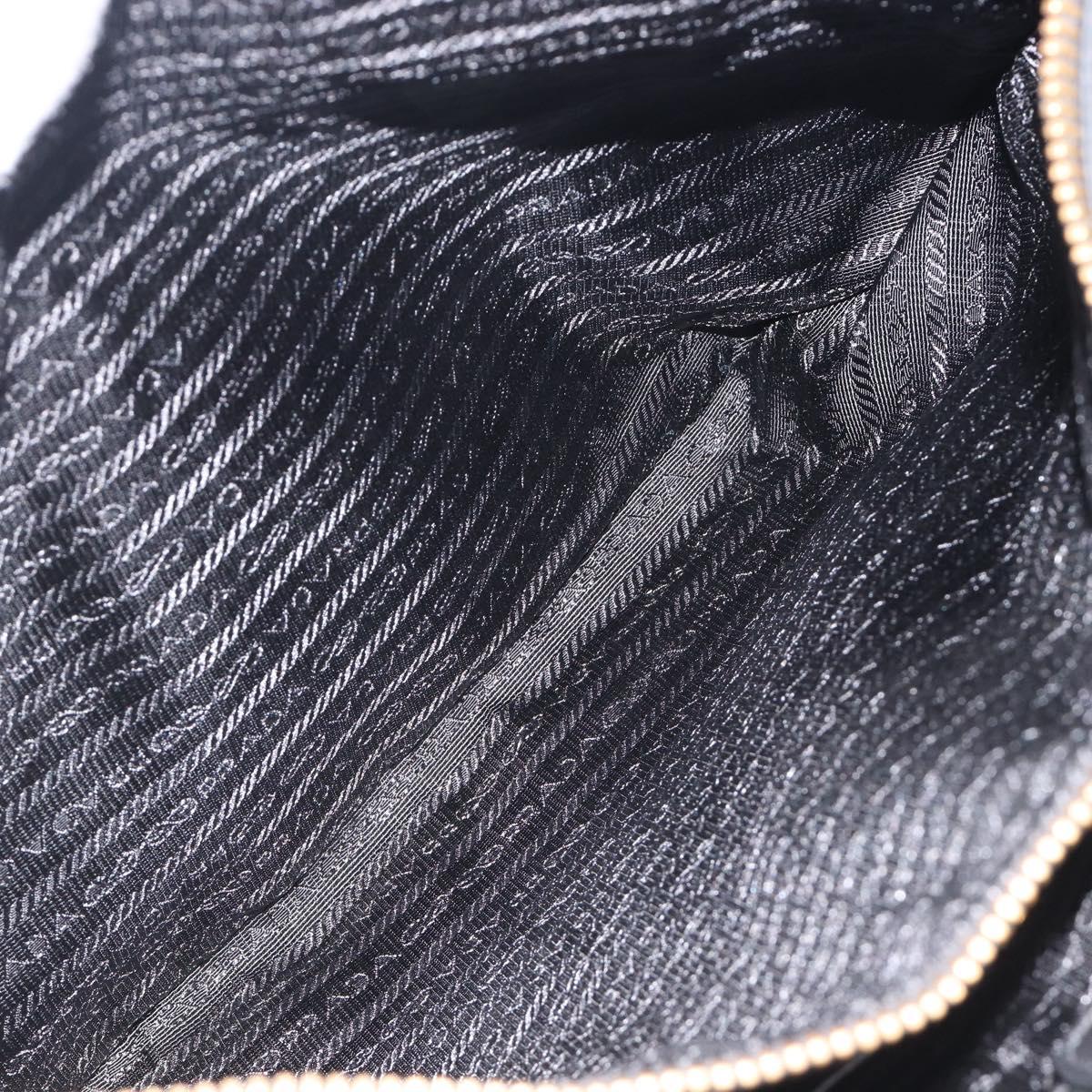 PRADA Gathered Hand Bag Leather Black Gold Auth 210740V