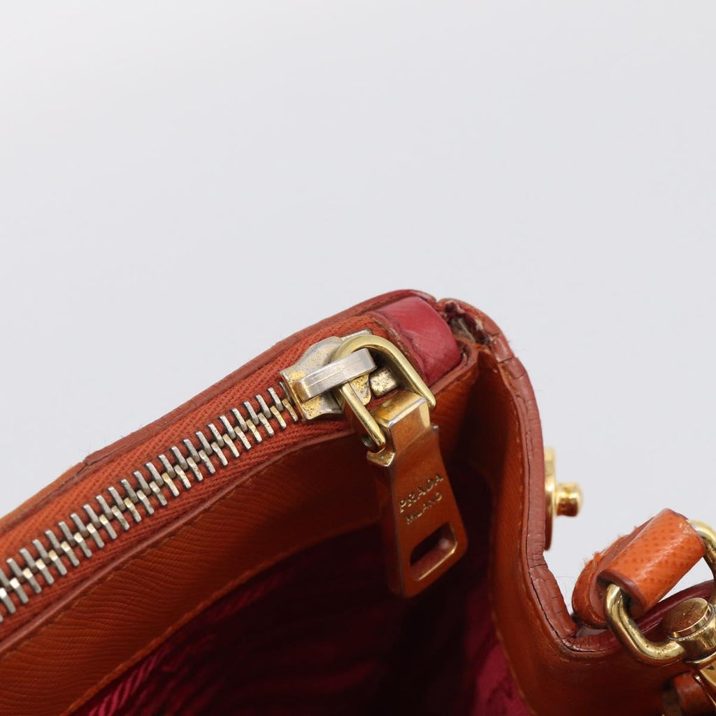 PRADA Galleria Hand Bag Saffiano 2way Orange Gold Auth 210749V
