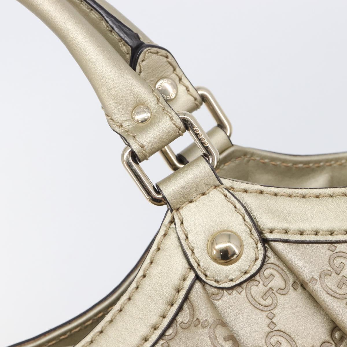 GUCCI GG Canvas Guccissima Sukey Hand Bag Leather Gold 211944 Auth 210784V
