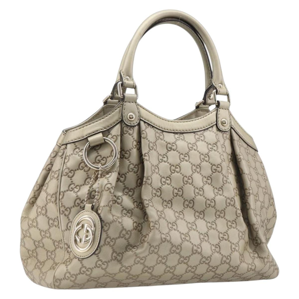 GUCCI GG Canvas Guccissima Sukey Hand Bag Leather Gold 211944 Auth 210784V