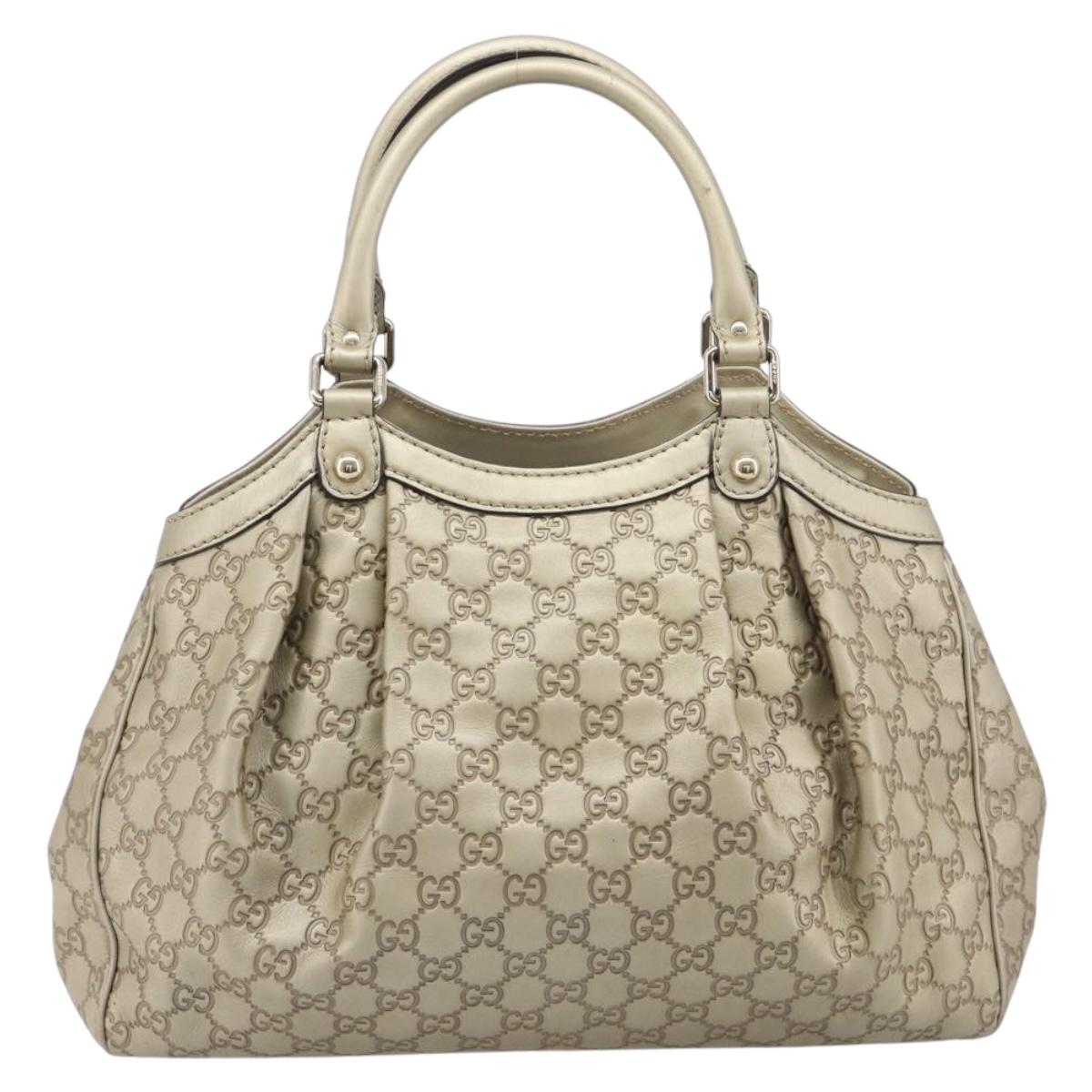 GUCCI GG Canvas Guccissima Sukey Hand Bag Leather Gold 211944 Auth 210784V
