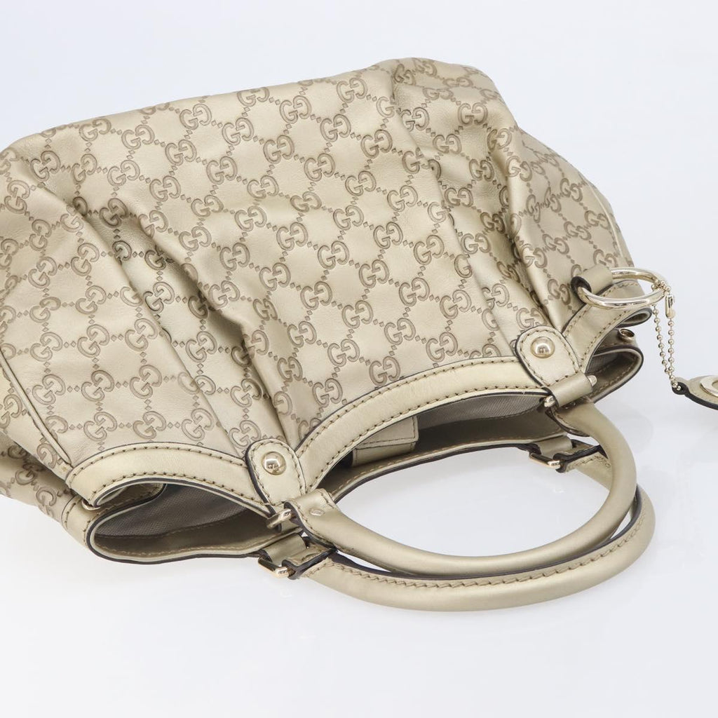 GUCCI GG Canvas Guccissima Sukey Hand Bag Leather Gold 211944 Auth 210784V