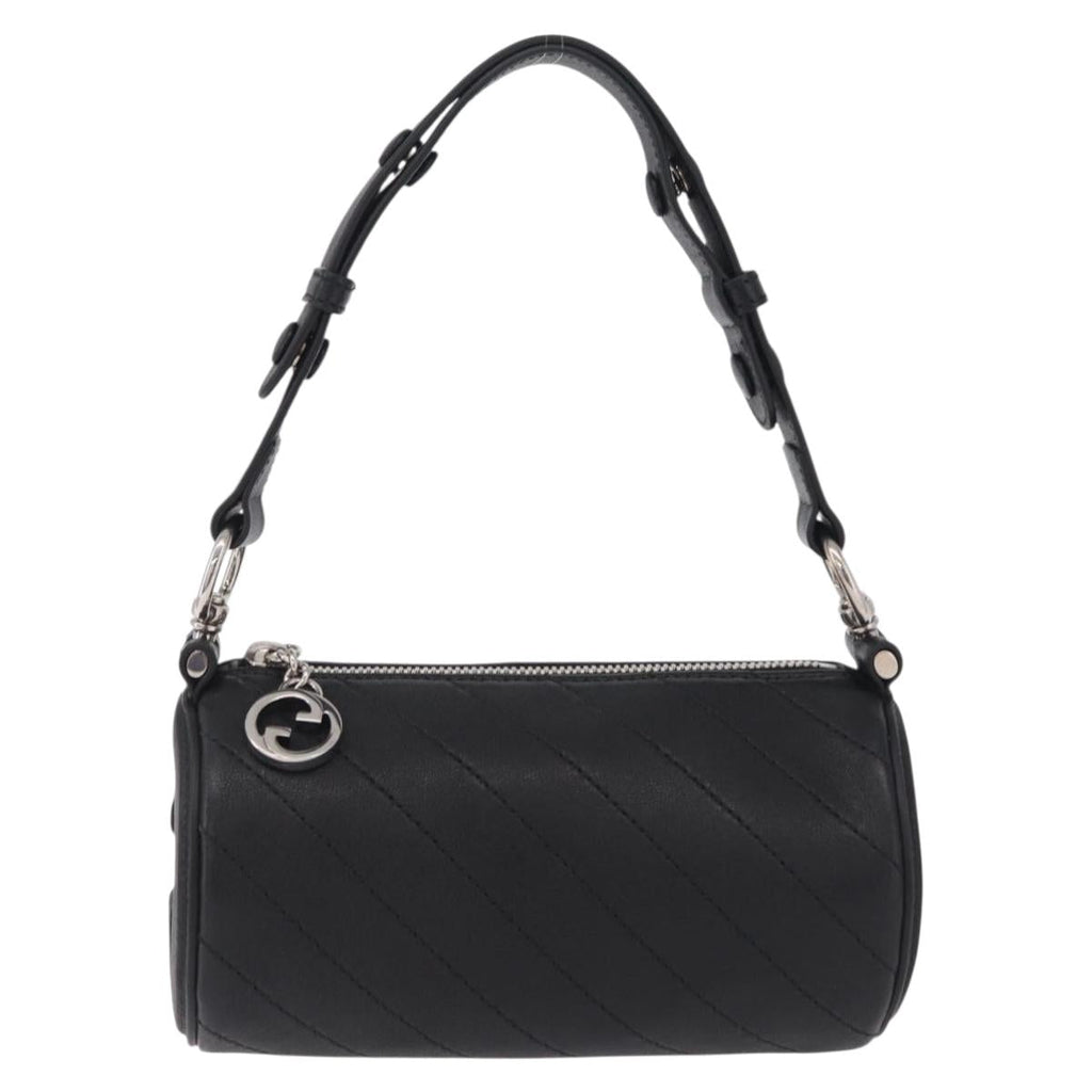 GUCCI Blondy Shoulder Bag Leather Black Silver 700170 Auth 210996V