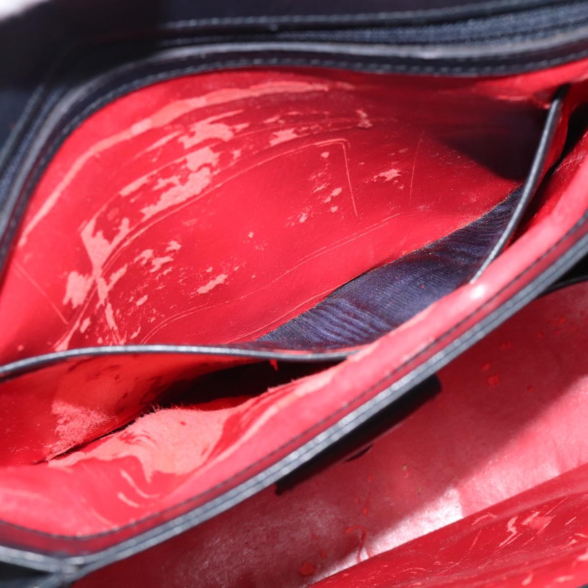 GUCCI Hand Bag Leather Black Gold Tone Auth 211014