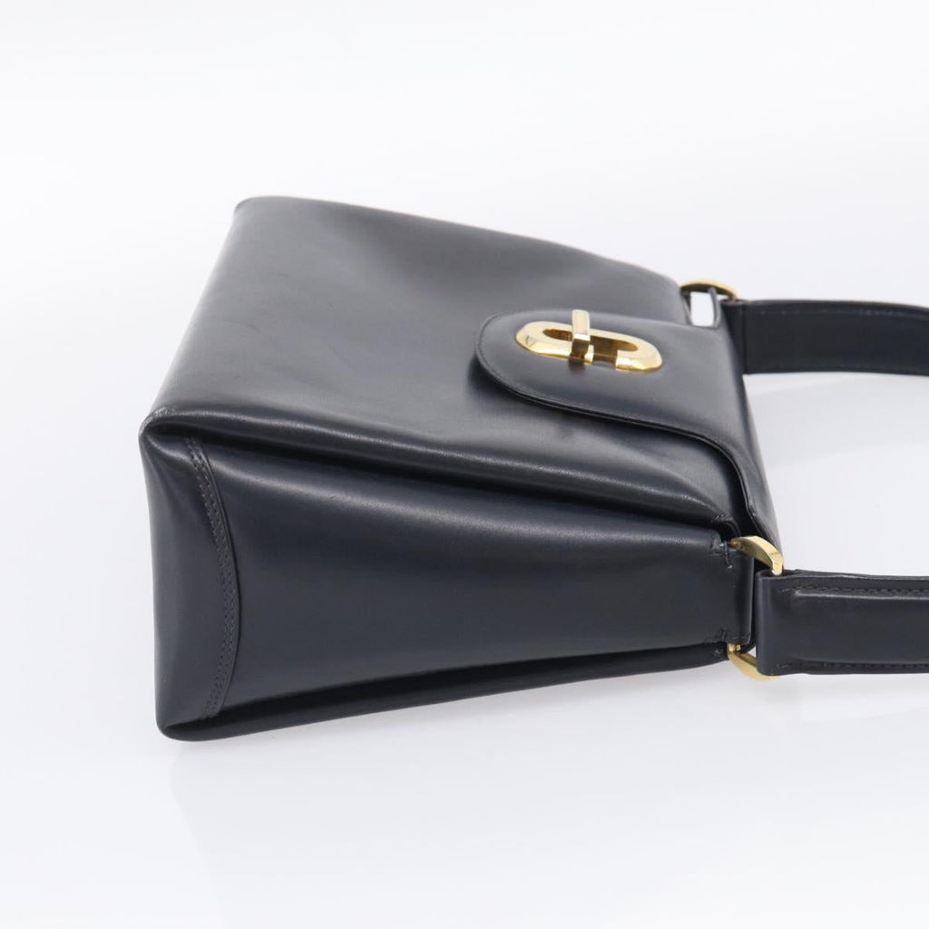 GUCCI Hand Bag Leather Black Gold Tone Auth 211014
