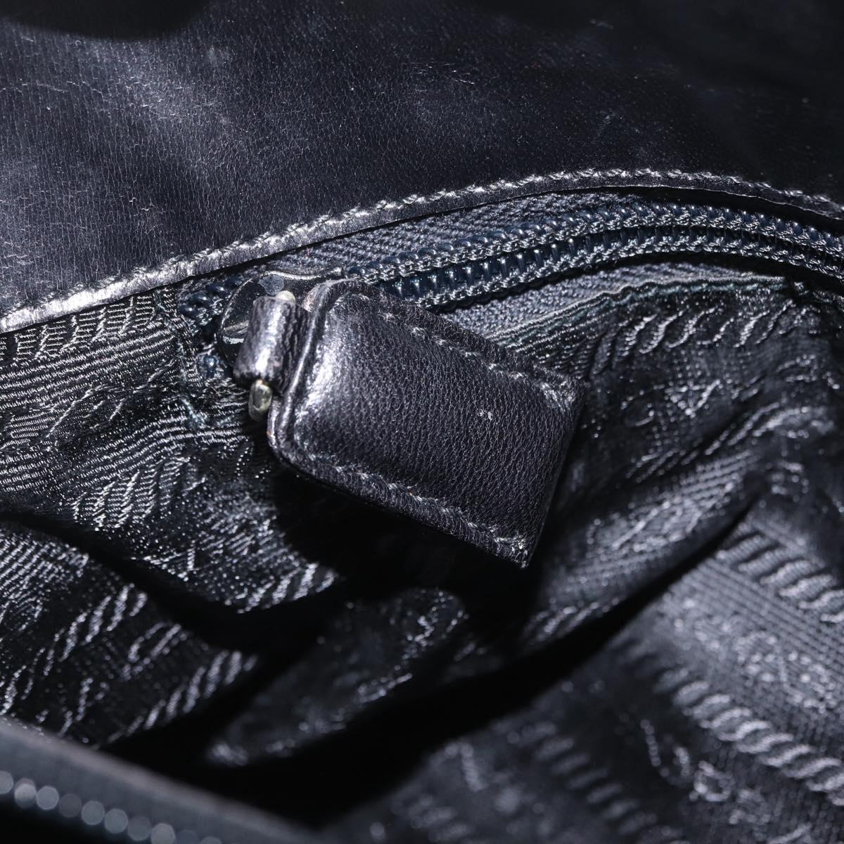 PRADA Chain Shoulder Tote Bag Leather Black Auth 211021A