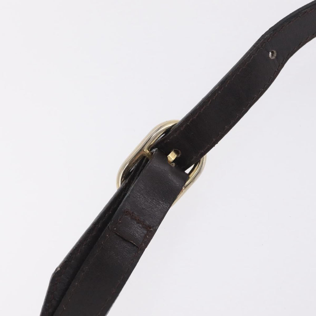 GUCCI Web Sherry Line Shoulder Bag Suede Brown Gold Tone Auth 211045