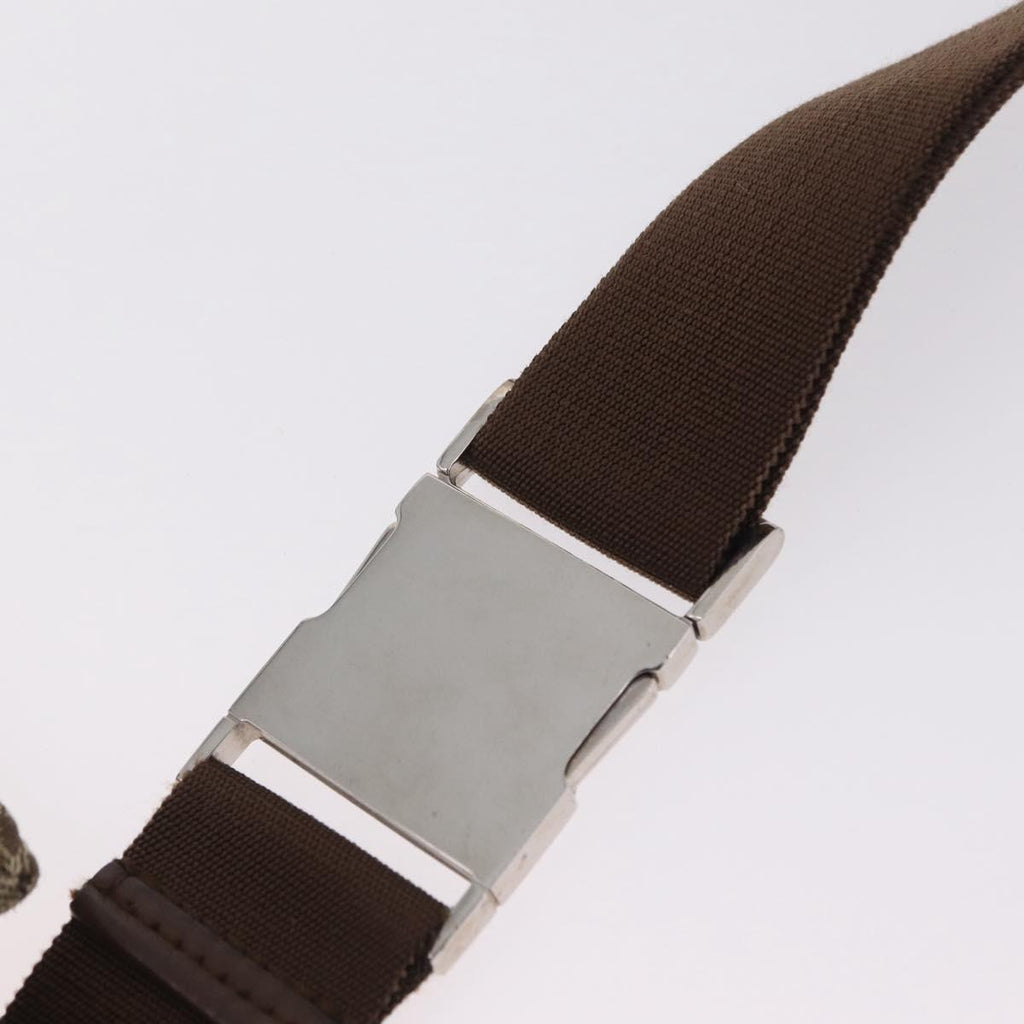 GUCCI GG Canvas Waist Bag Beige Silver 28566 Auth 211883