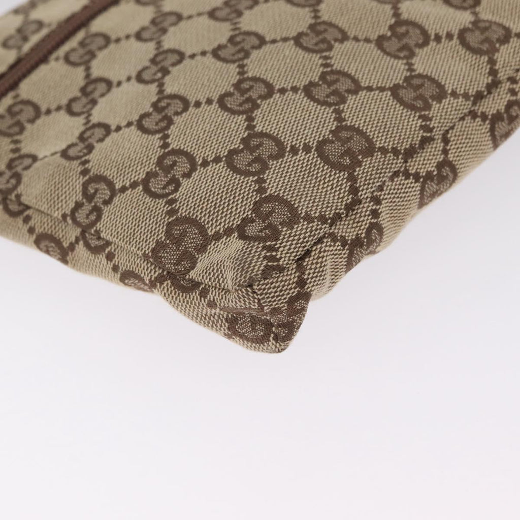 GUCCI GG Canvas Waist Bag Beige Silver 28566 Auth 211883