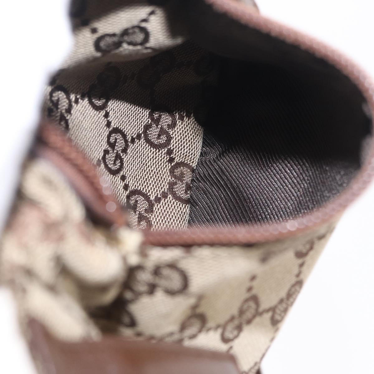 GUCCI GG Canvas Waist Bag Beige Silver 28566 Auth 211883