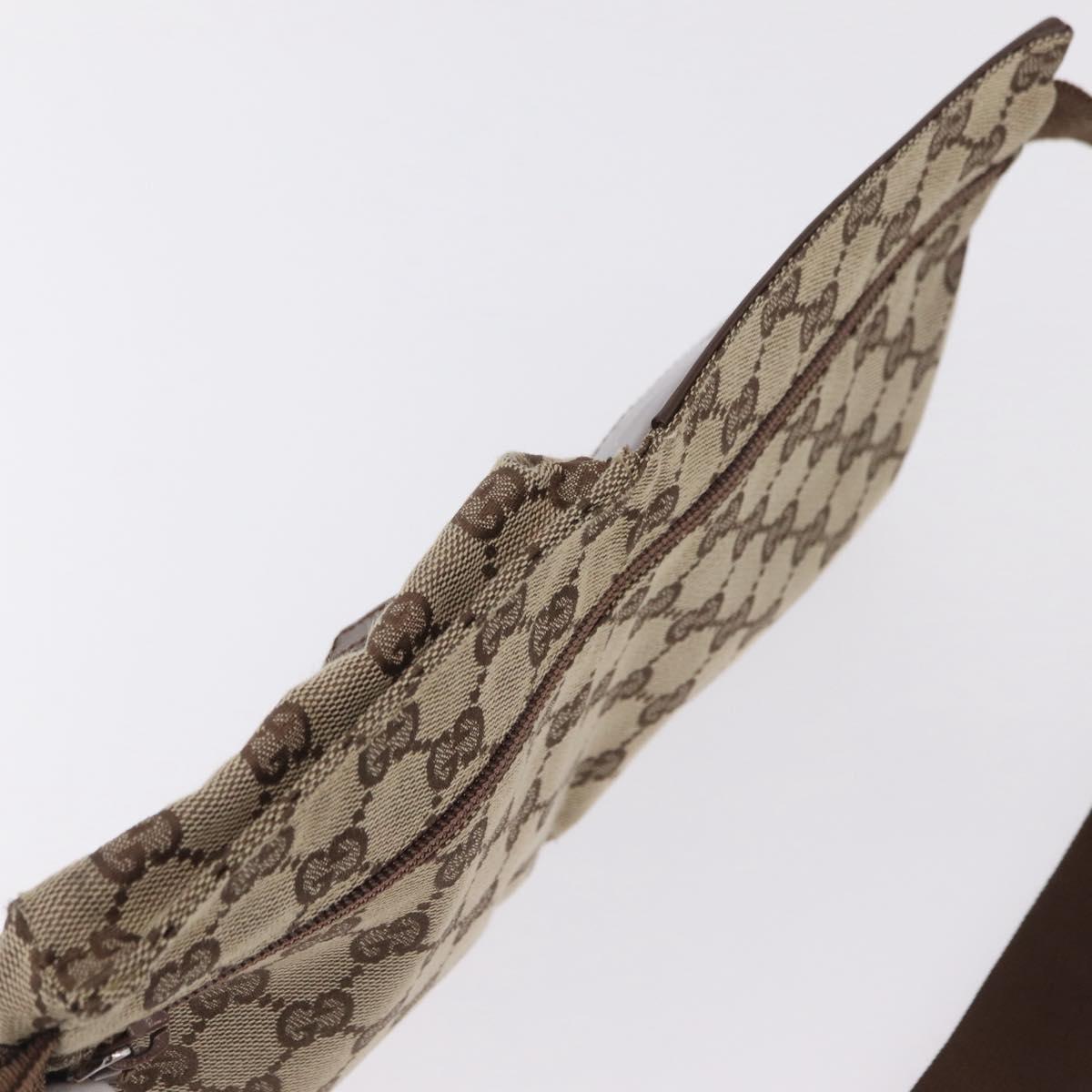 GUCCI GG Canvas Waist Bag Beige Silver 28566 Auth 211883