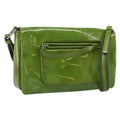 PRADA Shoulder Bag Patent leather Green Silver Auth 213055