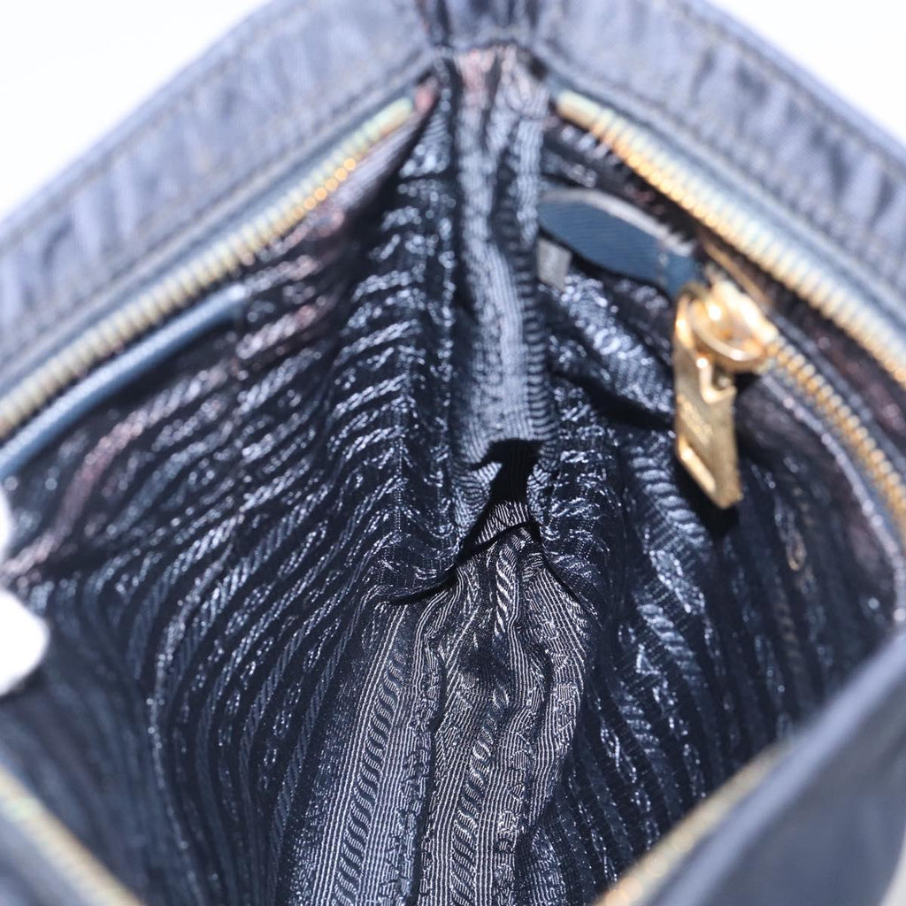 PRADA Shoulder Bag Nylon Navy Gold Auth 213147A